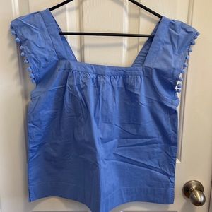 NWT Light Blue J Crew Factory Top with Pom-Pom Detail Sz 4